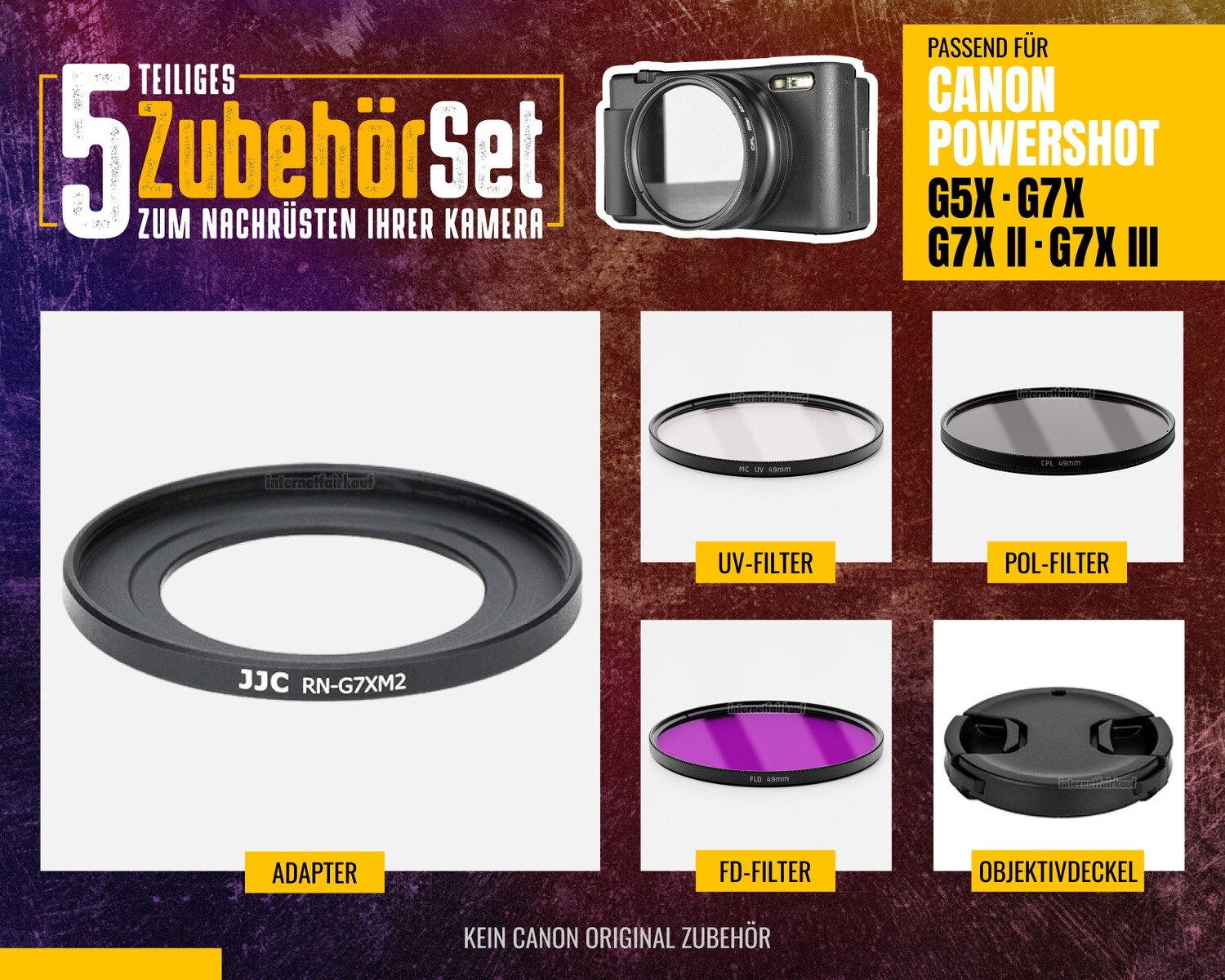 Zubehörset für Canon PowerShot G5X G7X G7X Mark II G7X Mark III - Filter Adapter