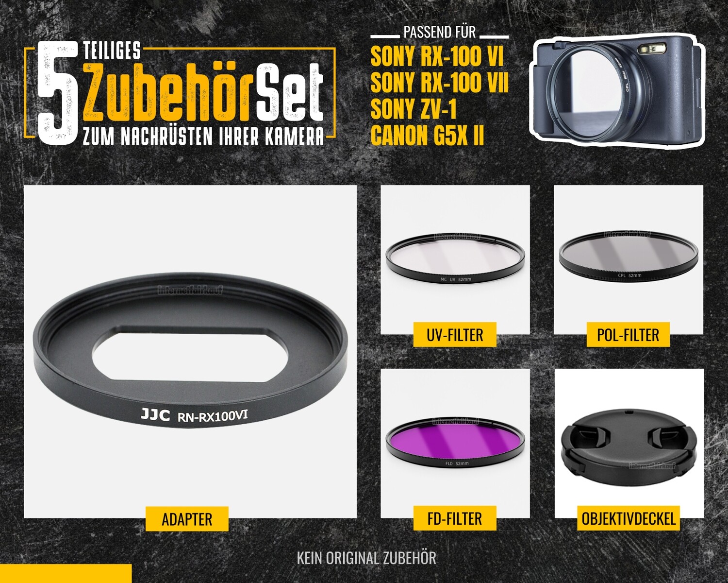 Zubehörset für Sony ZV-1 - Adapter + 3 Filter Adapter