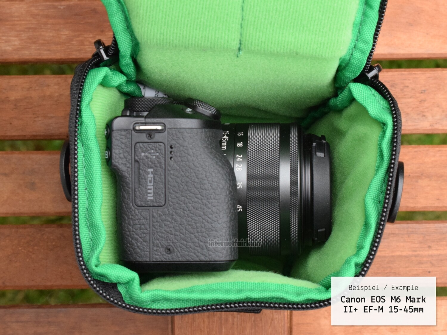 Kameratasche passend für Canon EOS M6 I + II mit 15-45mm Objektiv