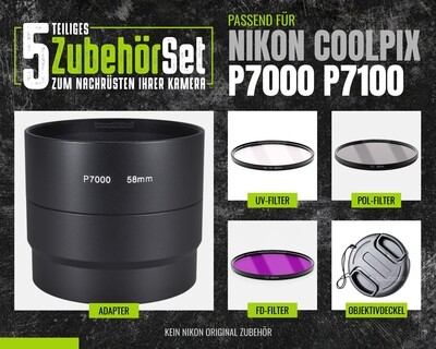 5-teiliges Zubehörset für Nikon Coolpix P7000 P7100, 58mm