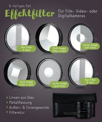 49mm 6-fach Set Spezial Effekt Filter Effektfilter Effektlinsen