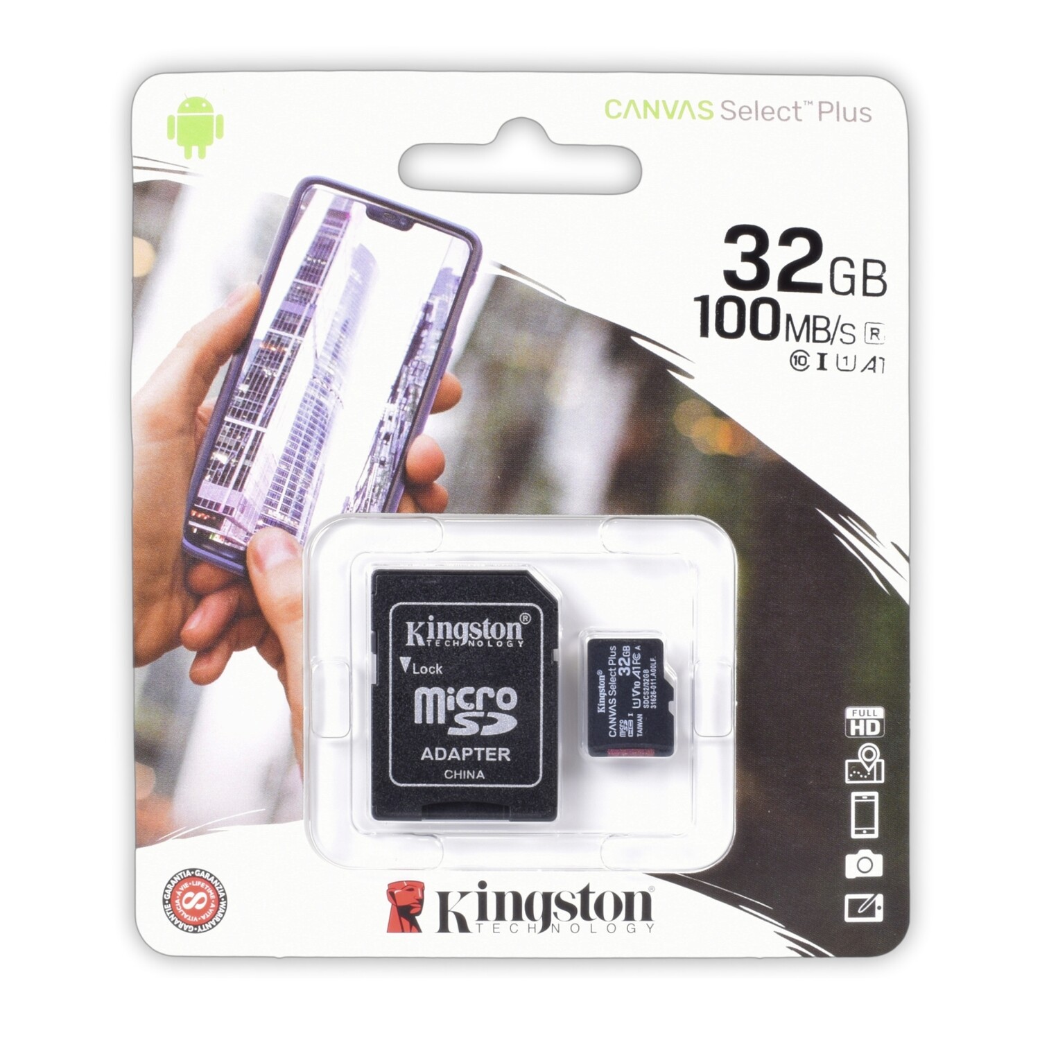 Kingston SDCS2/32GB Micro SDHC Canvas Select Plus Speicherkarte inkl. SD-Adapter