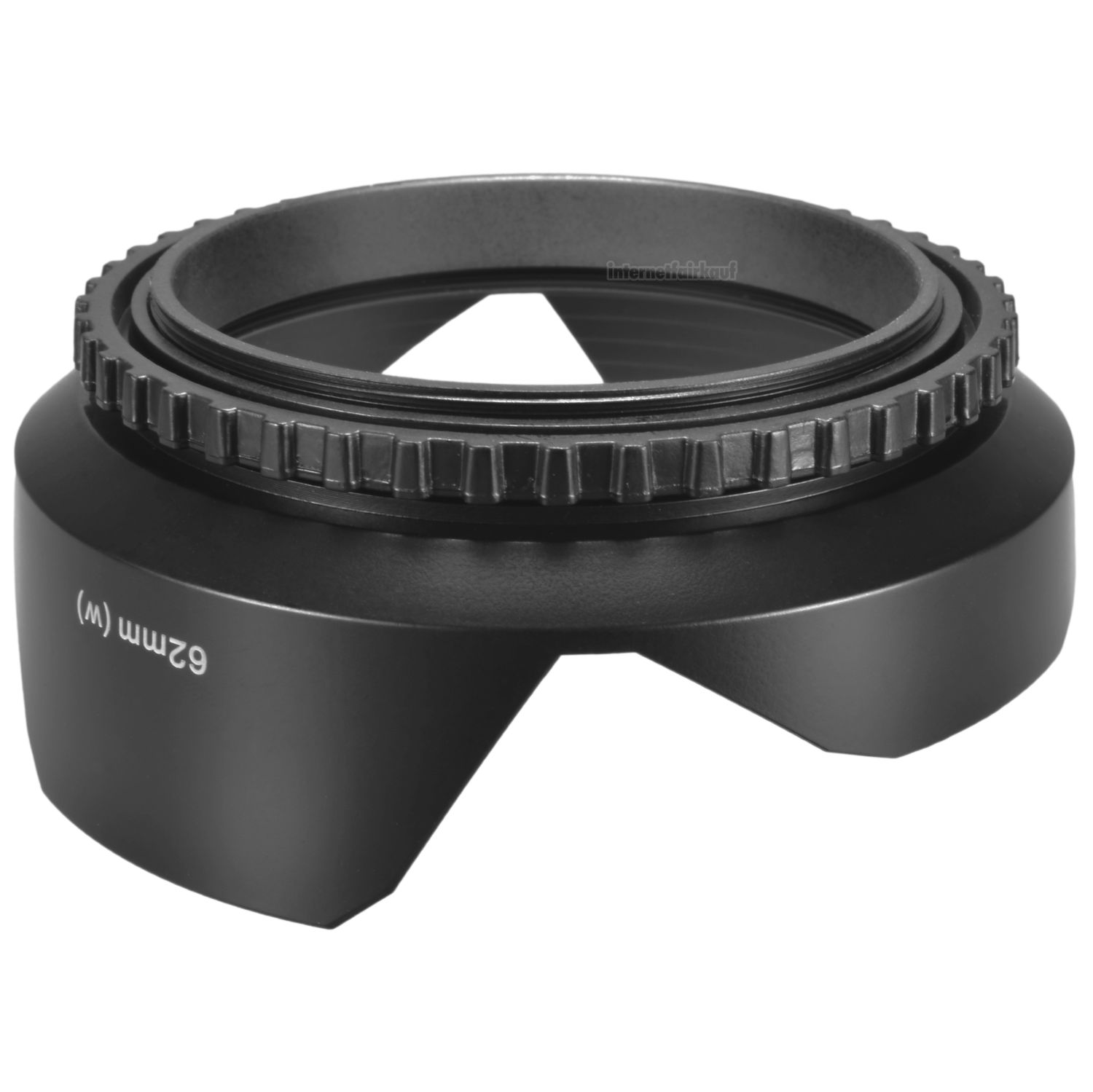 62mm Gegenlichtblende in Tulpenform für Weitwinkel  - incl. Objektivdeckel