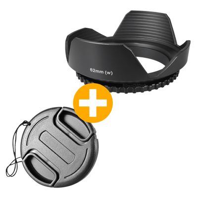 62mm Sonnenblende Gegenlichtblende in Tulpenform für Weitwinkel  - incl. Objektivdeckel