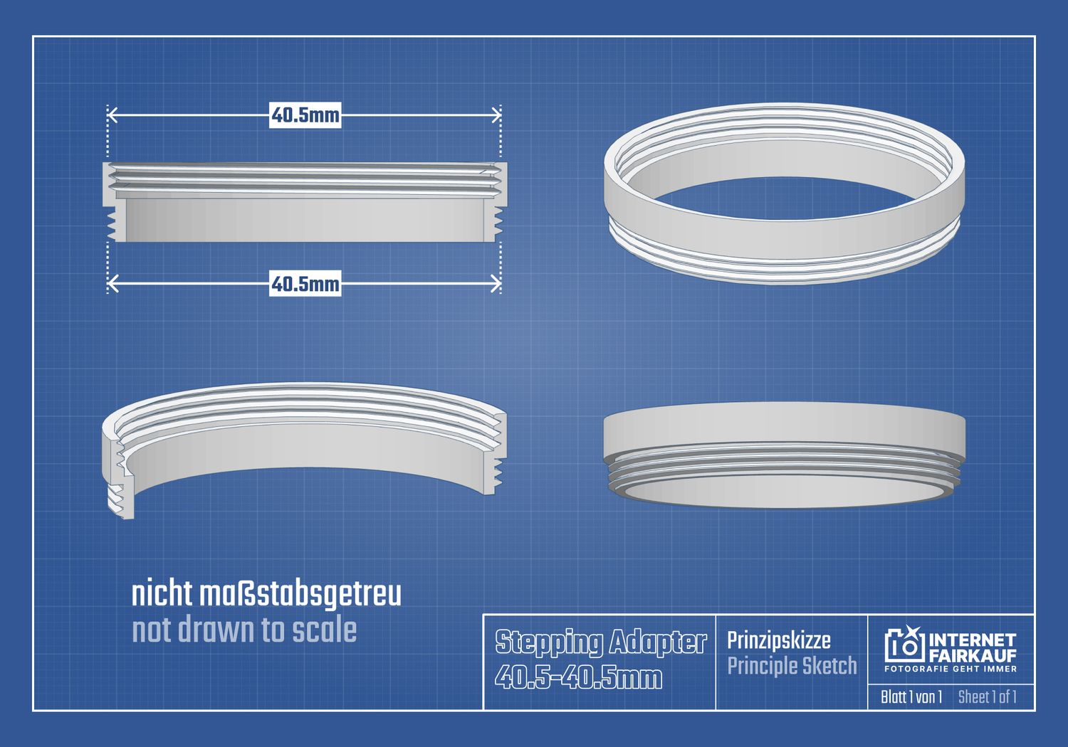 40.5-40.5mm Adapterring Distanzring