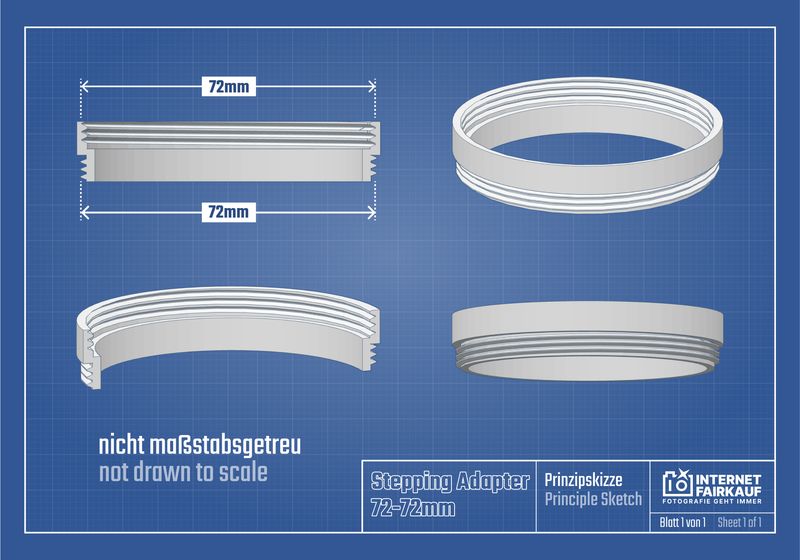 72-72mm Adapterring Distanzring
