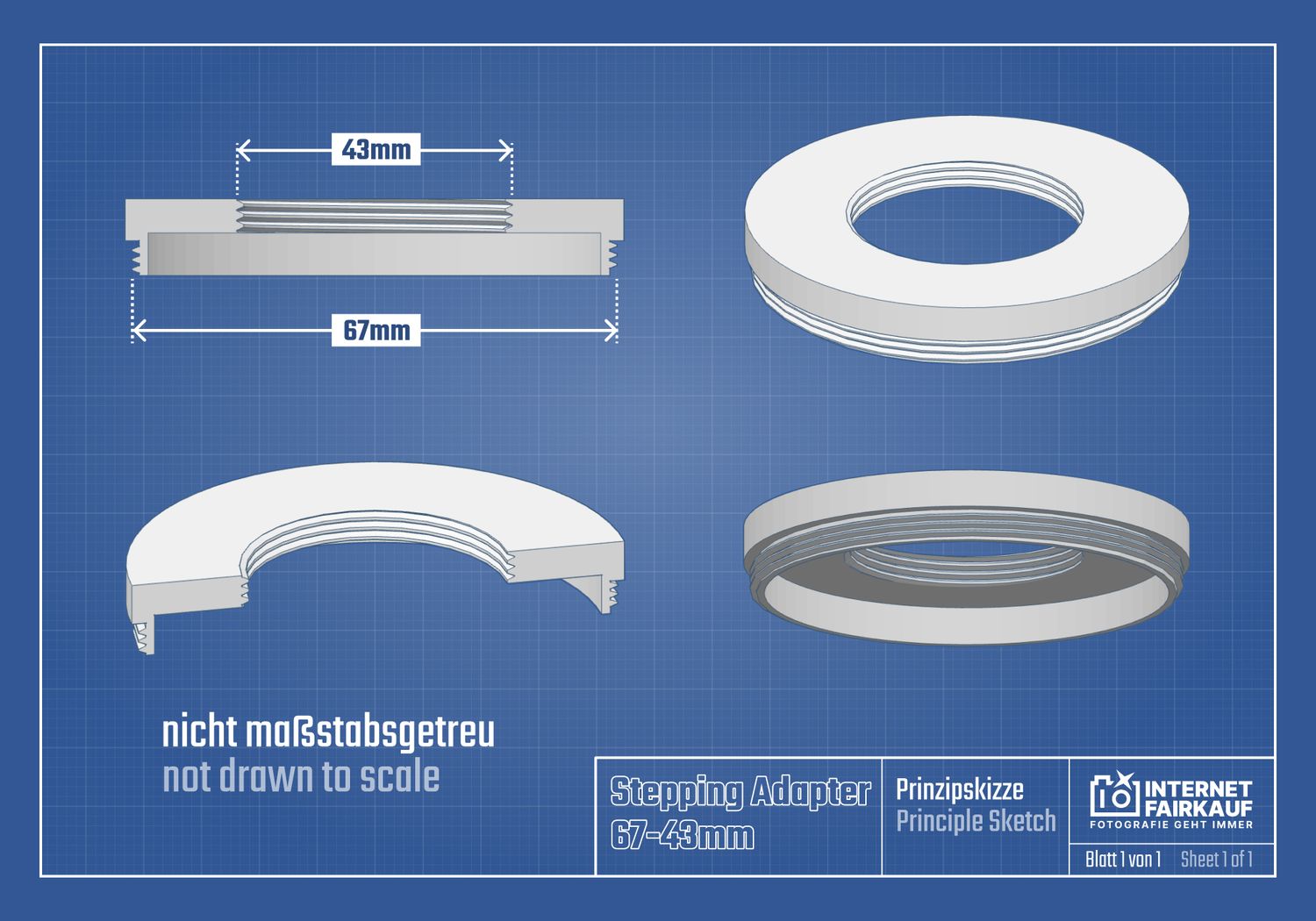 67-43mm Adapterring Filteradapter