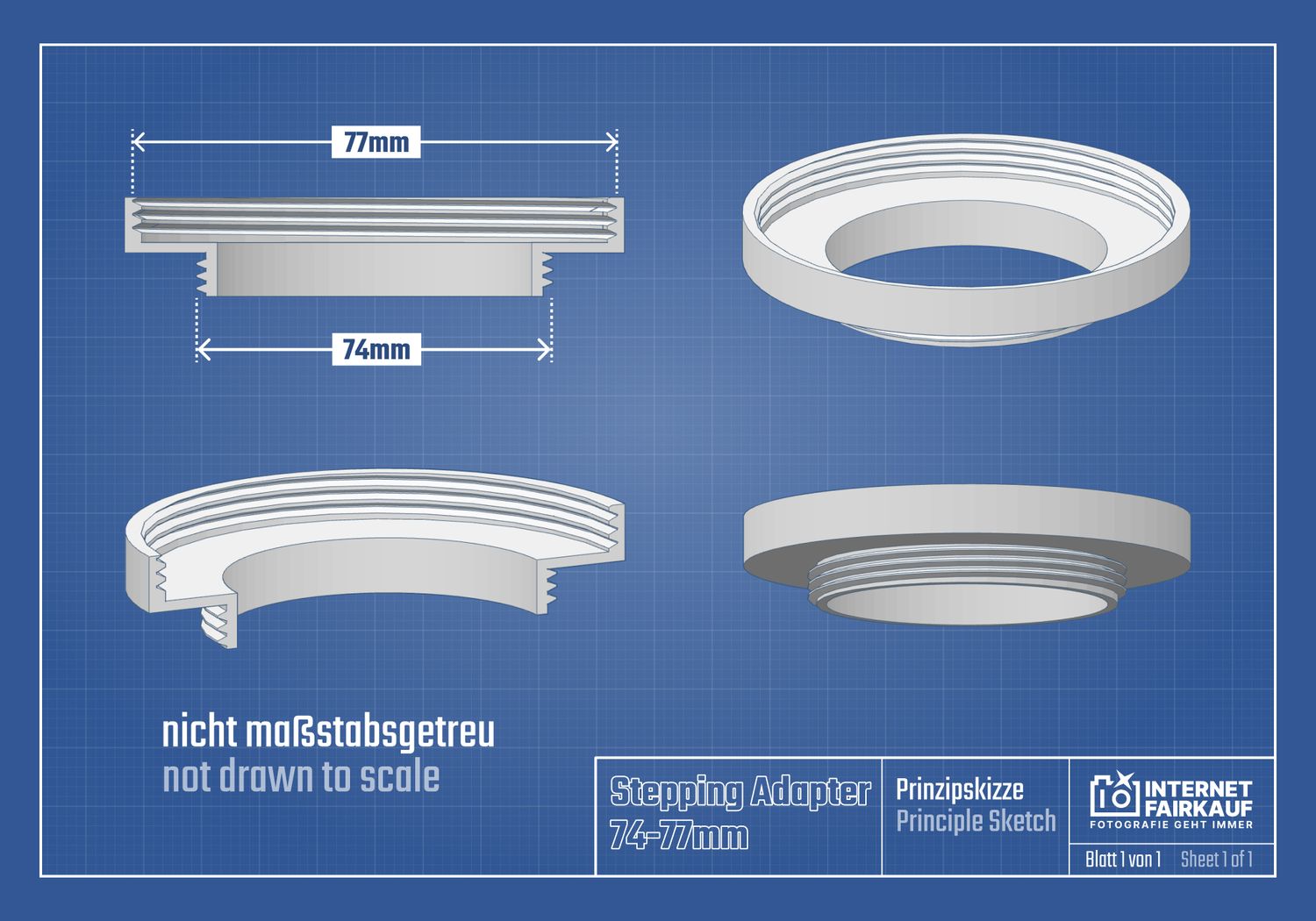 74-77mm Adapterring Filteradapter