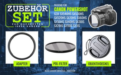 Set POL Filter+Adapter+Deckel passend für Canon G3X SX540HS SX530HS