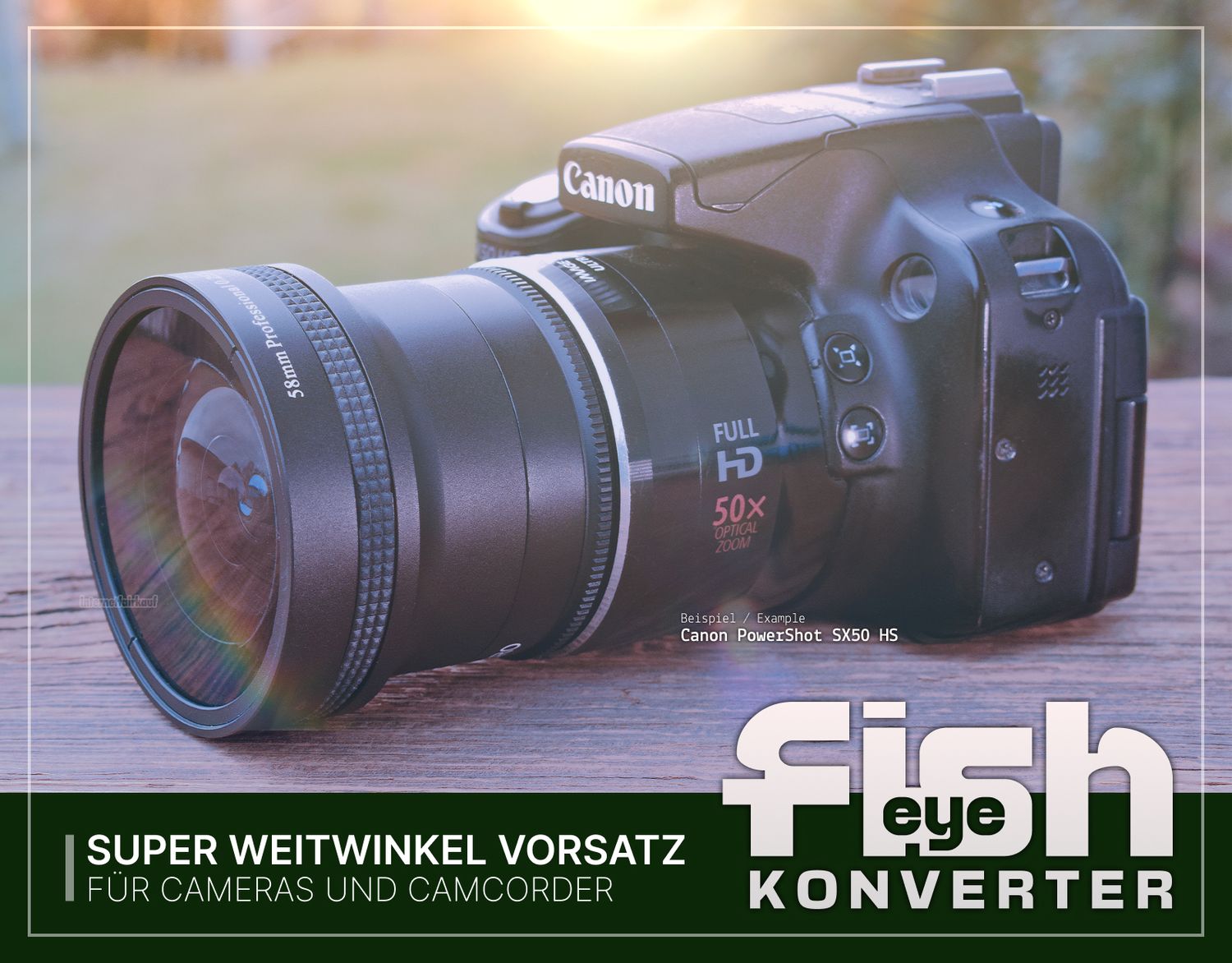 0.25x Fisheye Vorsatz passend für Canon EOS 1300D 1200D 1100D und 18-55 Obj.