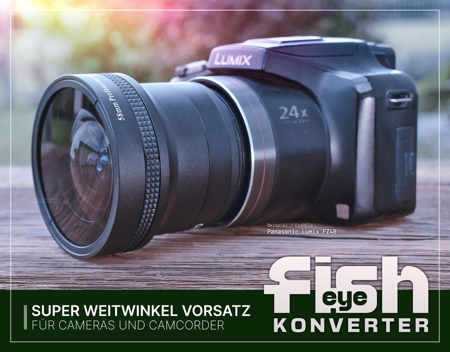 0.25x Fisheye Vorsatz passend für Panasonic Lumix FZ62 FZ200