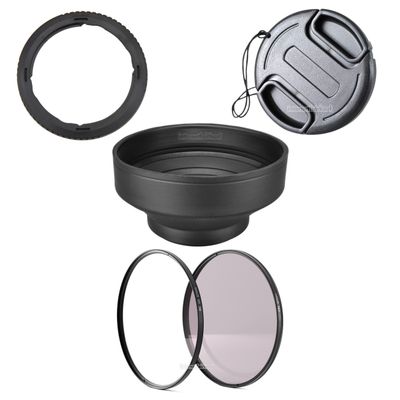 Set UV POL Filter Adapter Gegenlichtblendel passend für Canon PowerShot G3X SX540HS SX530HS u.a.