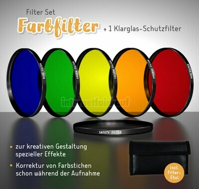 82mm Farbfilter Kreativ Set - Rot Orange Gelb Grün Blau + Klarglas-Schutz-Filter