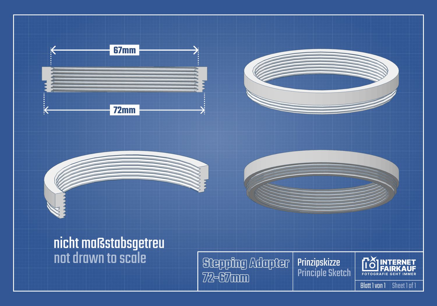 72-67mm Adapterring Filteradapter