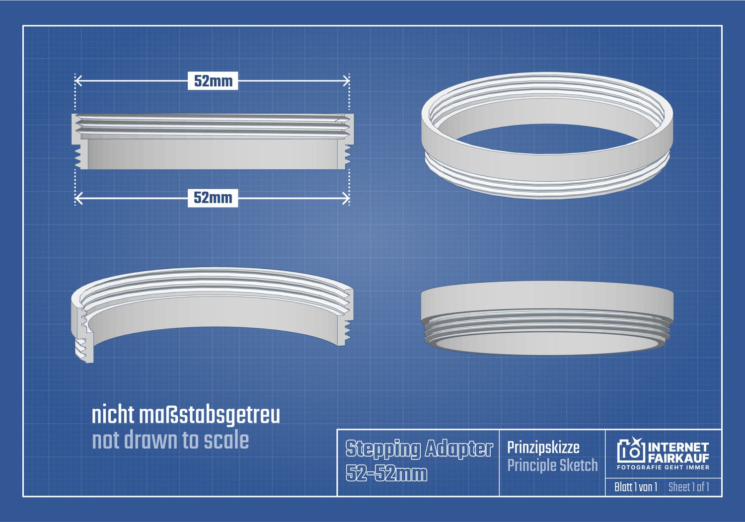 52-52mm Adapterring Distanzring
