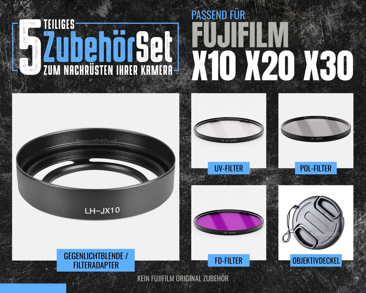 5-teiliges Zubehörset passend für Fujifilm X10 X20 X30