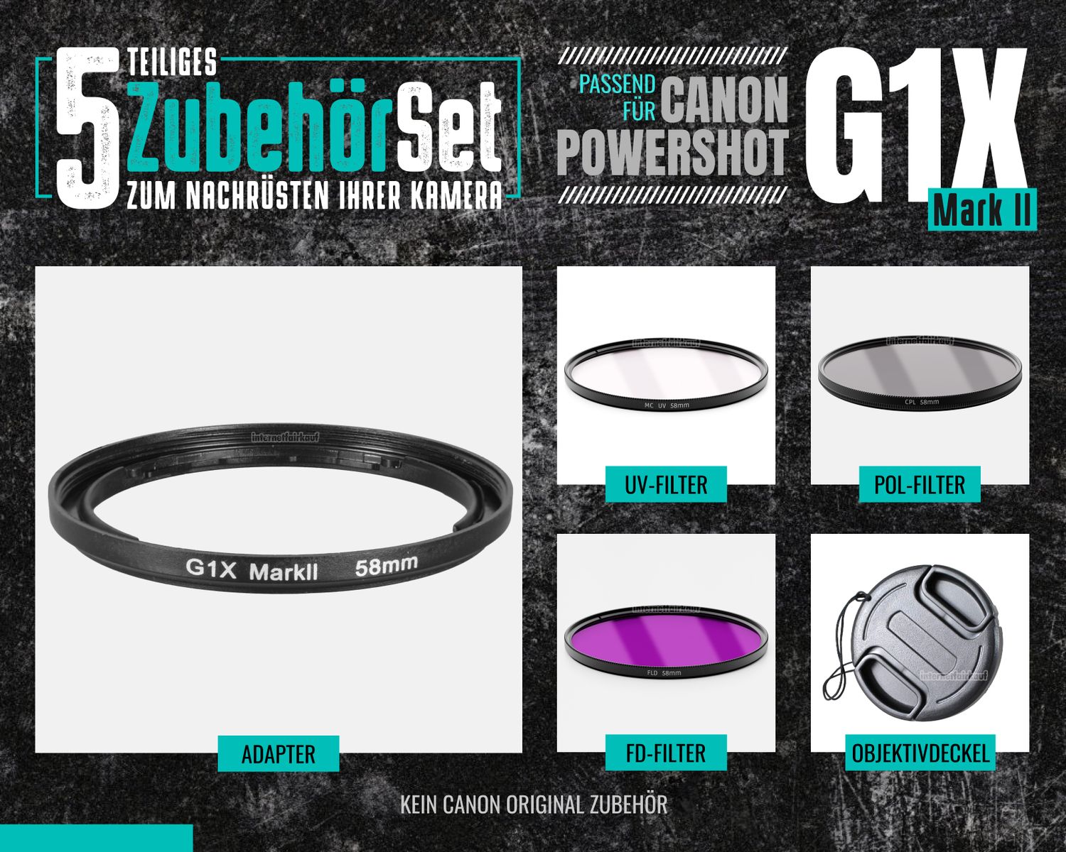 5-teiliges Zubehörset für Canon PowerShot G1X Mark II