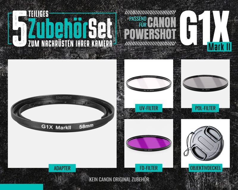 5-teiliges Zubehörset für Canon PowerShot G1X Mark II