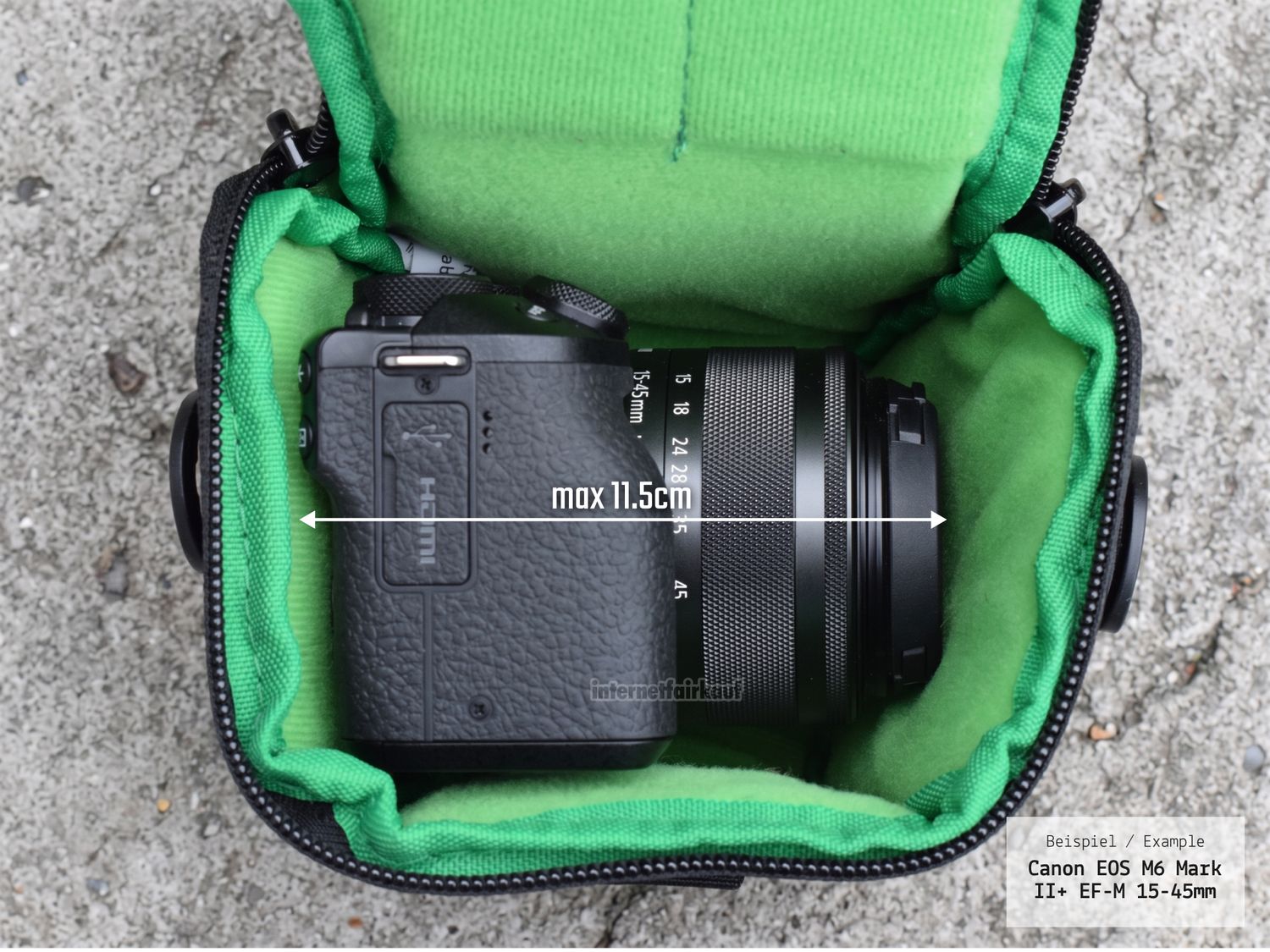 Kameratasche passend für Sony Alpha A6000 und 16-50mm Objektiv