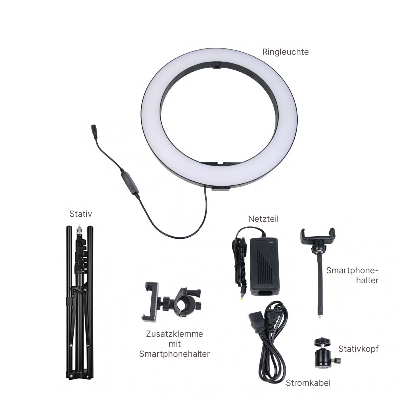 Braun VloggKit 140 - Vlogging Stativ incl. Ringlicht und Smartphone Klemme