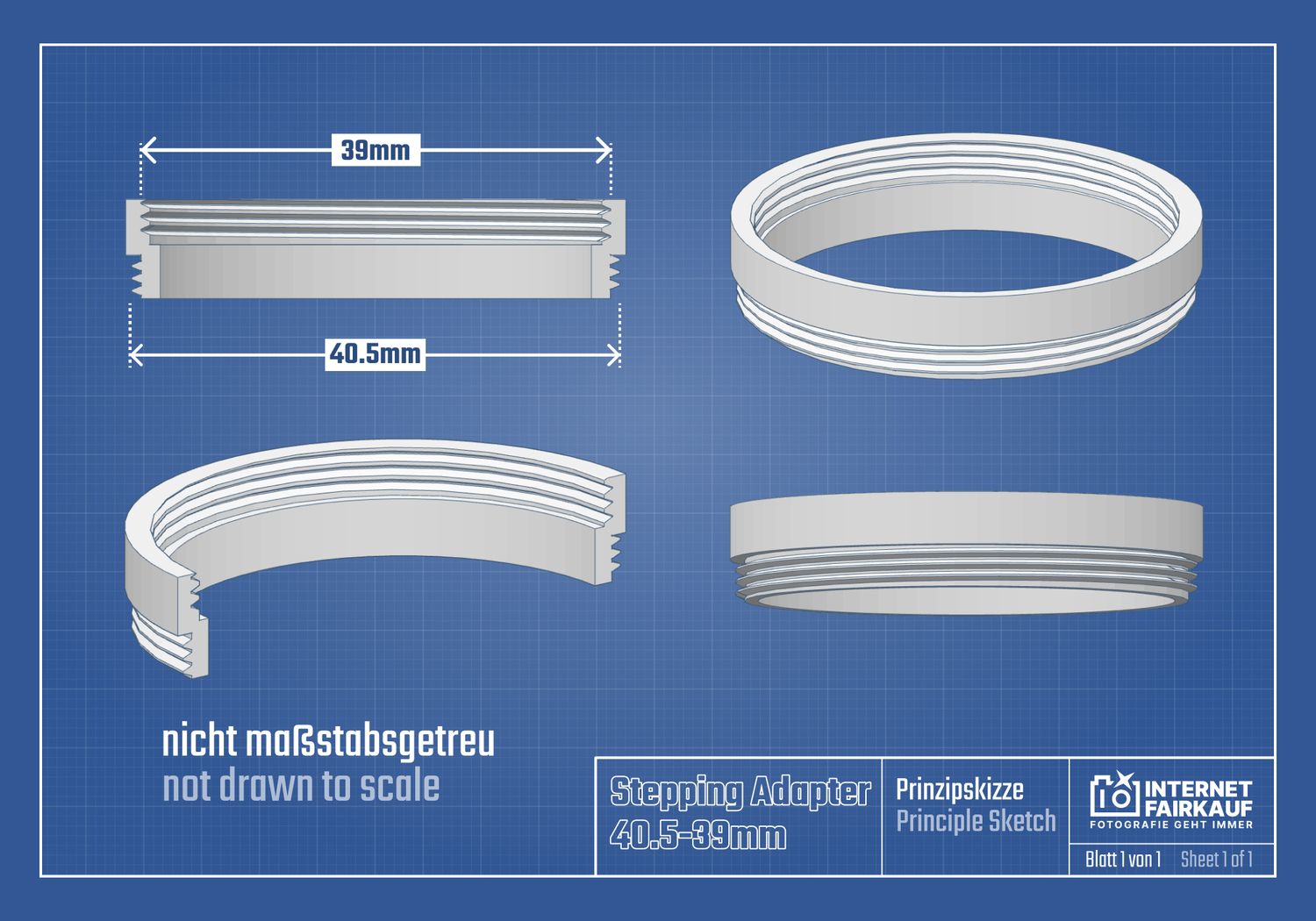40.5-39mm Adapterring Filteradapter