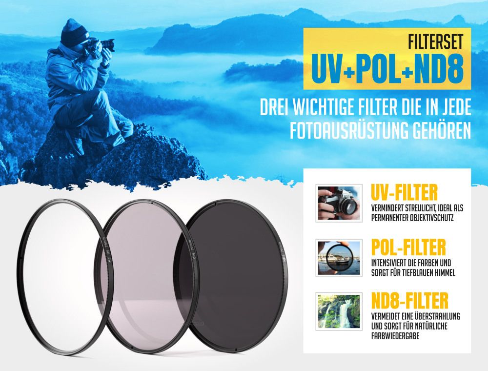 UV + Pol + ND8 Filter passend für Nikon Coolpix P1100