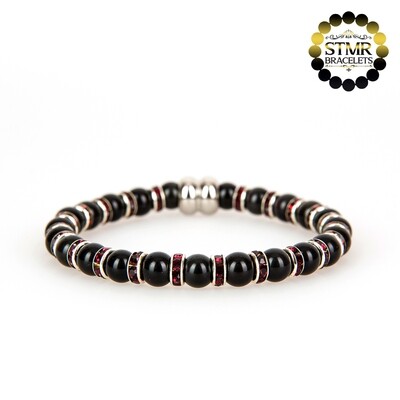 Obsidian Bracelet / Amethyst-Silver / 6mm Natural Stones