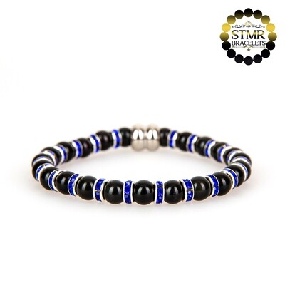 Obsidian Bracelet / Sapphire-Silber / 6mm Natural Stones