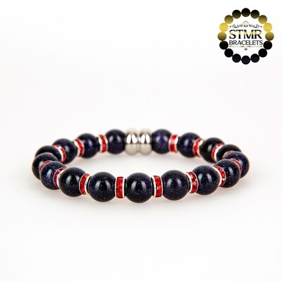 Goldstone Bracelet / Siam-Silver / 8mm Stones