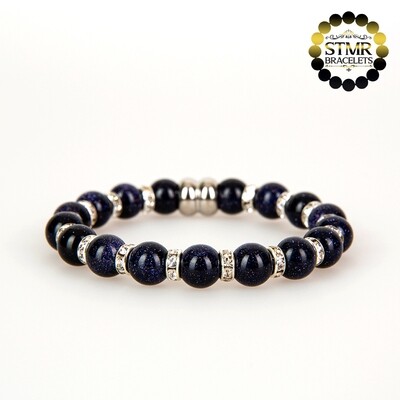Goldstone Bracelet / Crystal-Silver / 8mm Stones