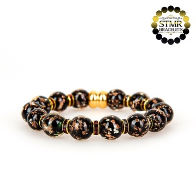Lampwork Bracelet (foiled) / Amethyst-Gold / 10mm Pearls