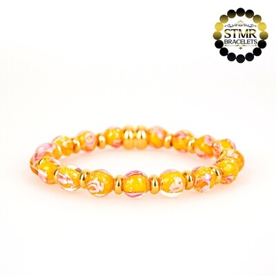 Lampwork Bracelet / Gold-Gold / 8mm Pearls