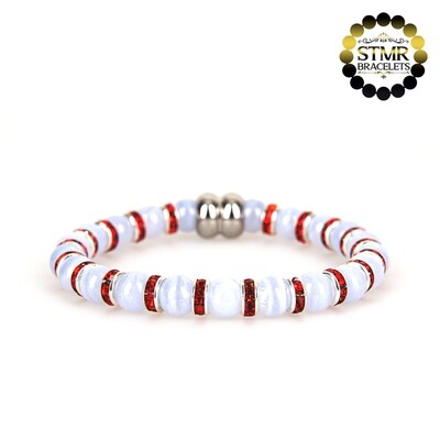 Agate Bracelet (bluish) / Siam-Silver / 6mm Natural Stones