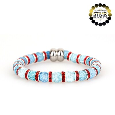 Agate Bracelet (light blue) / Siam-Silver / 6mm Natural Stones