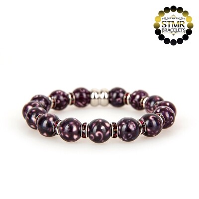 Resin Bracelet / Amethyst-Silver / 10mm Pearls