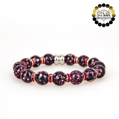 Resin Bracelet / Siam-Silver / 10mm Pearls