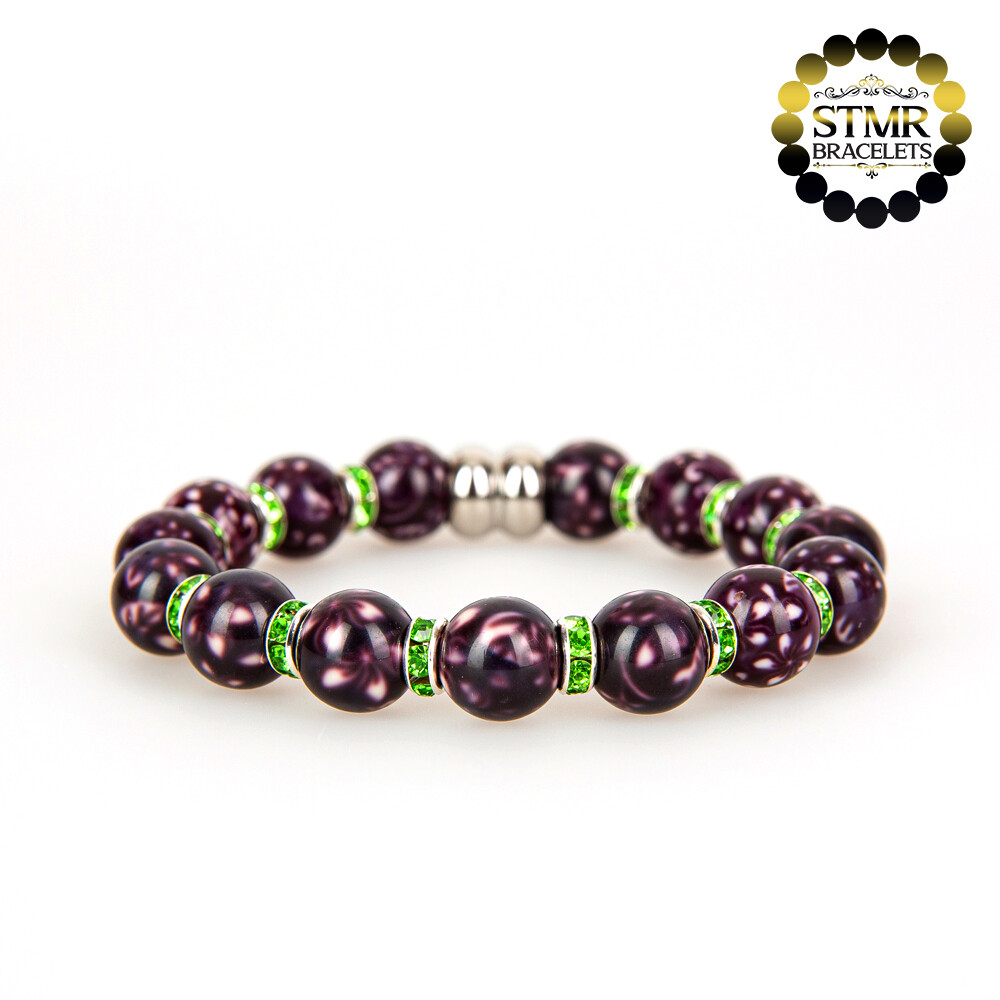 Resin Bracelet / Peridot-Silver / 10mm Pearls