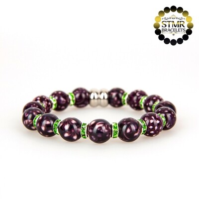 Resin Bracelet / Peridot-Silver / 10mm Pearls
