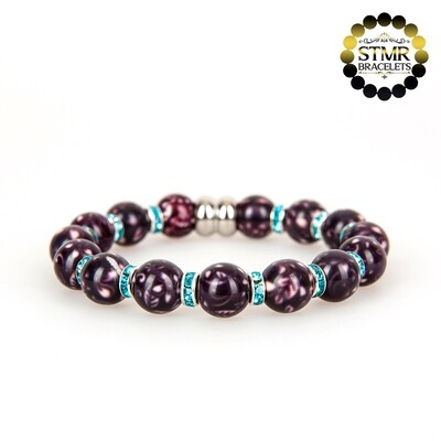 Resin Bracelet / Aquamarine-Silver / 10mm Pearls