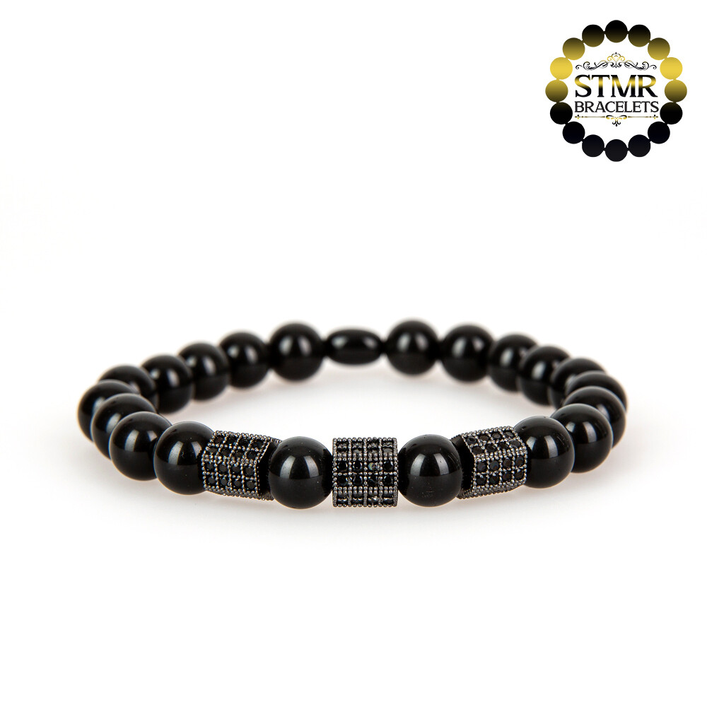 Obsidian Bracelet / Hexagon / 8mm Stones