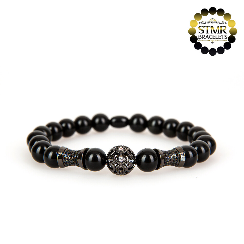 Obsidian Bracelet / Bullet &amp; Vase / 8mm Stones