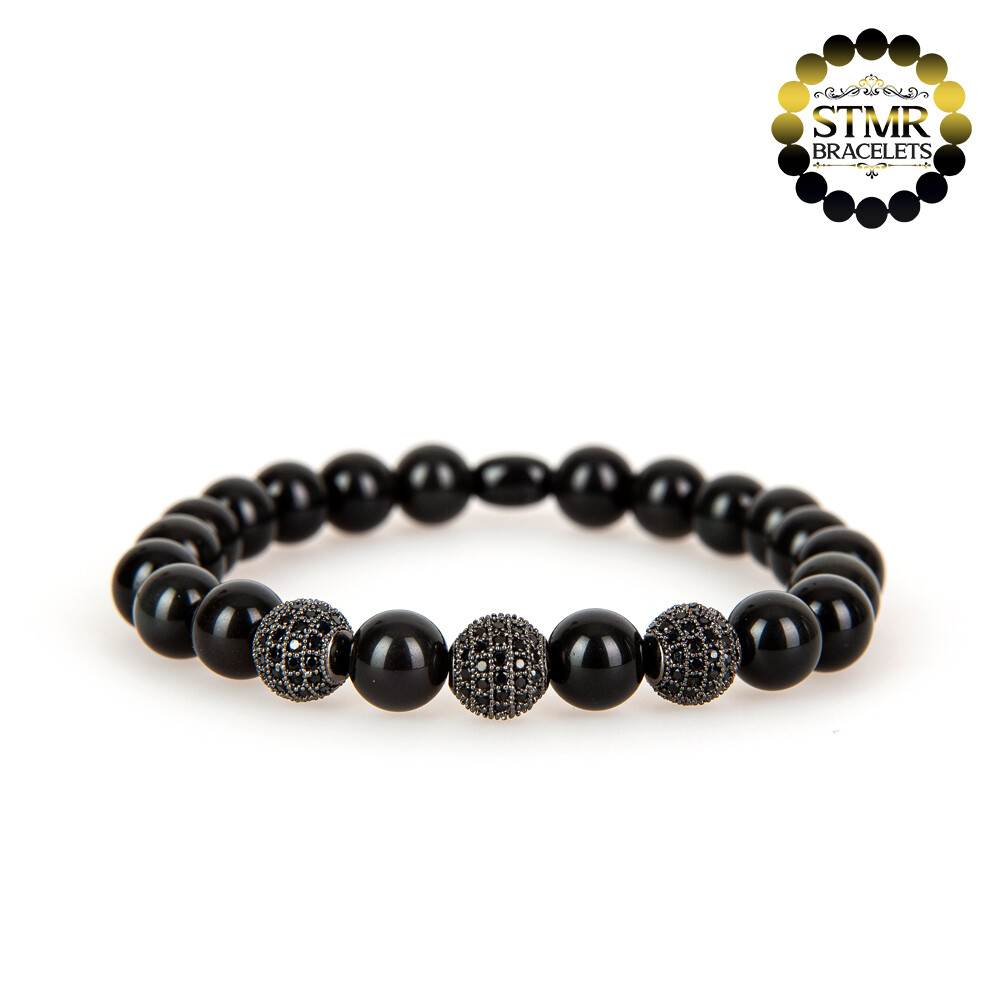 Obsidian Bracelet / Bullet / 8mm Stones