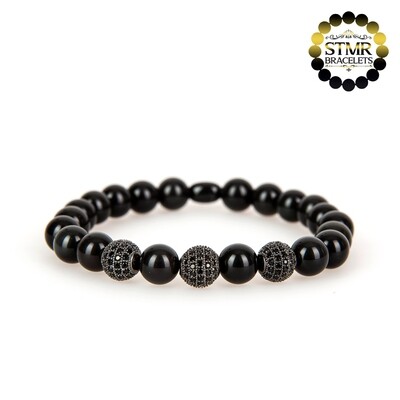 Obsidian Bracelet / Bullet / 8mm Stones
