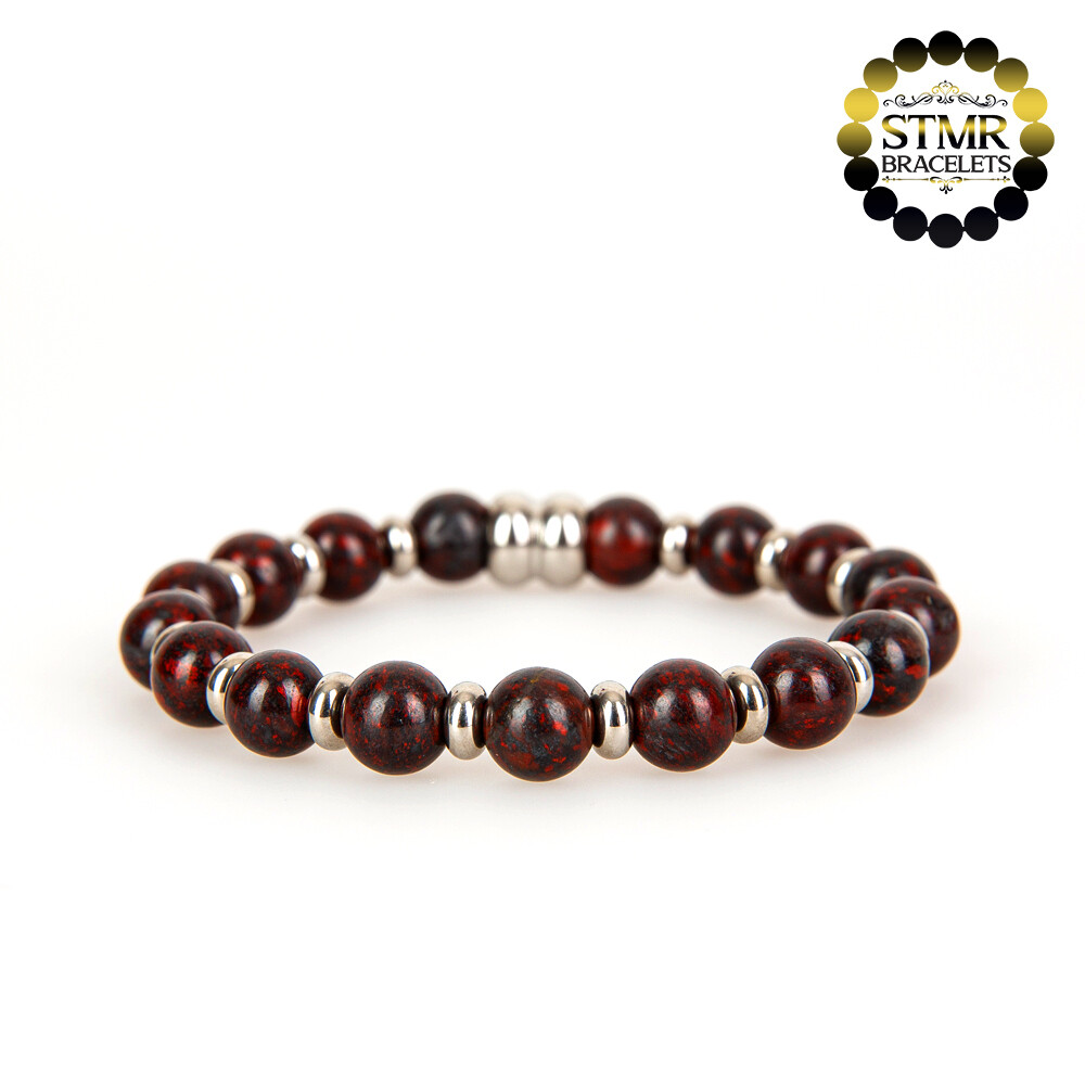 Bloodstone Bracelet / Silver / 8mm Natural Stones