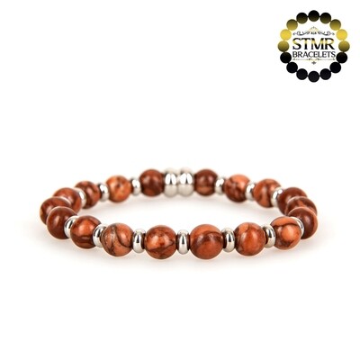 Jasper Bracelet (brown) / Silver / 8mm Natural Stones