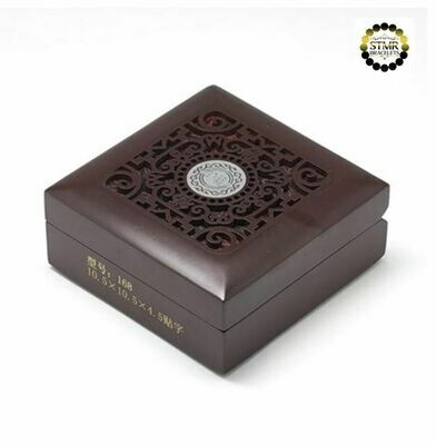 Wooden Bracelet-Gift-Box with yellow-golden linen fabric