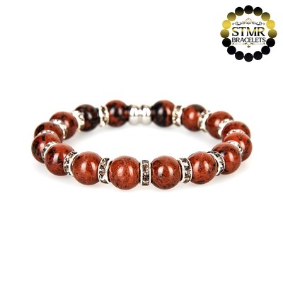 Obsidian Bracelet / Black Diamond-Silver / 10mm Natural Stones
