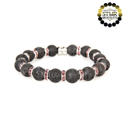 Lava-Stone Bracelet / Amethyst-Silver / 10mm Stones