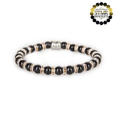 Obsidian Bracelet / Topaz-Silver / 6mm Natural Stones