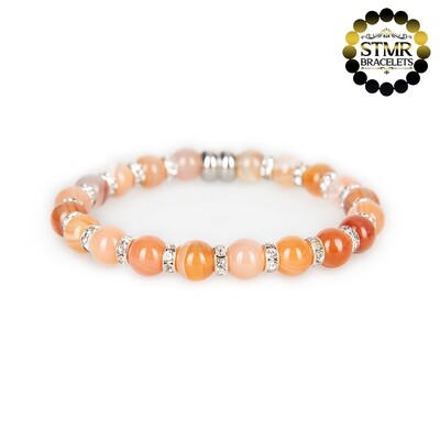 Agate (Botswana) Bracelet / Crystal-Silver / 8mm Natural Stones